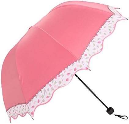 Tripod Compact Travel Umbrella - Manual Open / Close Folding Sun Umbrella UV Protection UPF 50+ - Compact Travel Rain Umbrella for Women