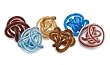 Set of 6 Unique Red, Blue & Brown Decorative Glass Rope Knots