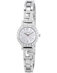 GUESS Womens U0411L1 Silver-Tone Jewelry Inspired Watch with Self-Adjustable Bracelet