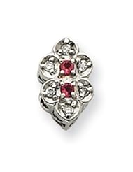 10k White Gold Pink Tourmaline and Diamond Bracelet Slide