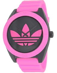 Adidas Womens Santiago ADH2846 Pink Silicone Quartz Watch with Black Dial