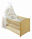 roba 0391-3 V55 - Komplettangebot Kombikinderbett, bestehend aus: Kombikinderbett 70 x 140 cm, Polyestervliesmatratze 70 x 140 cm, Kinderbettausstattung (Himmel, Bettw&auml;sche, Nestchen), Himmelstange