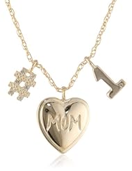 Gold Plated Sterling Silver Diamond "#1 Mom" Necklace, 18"