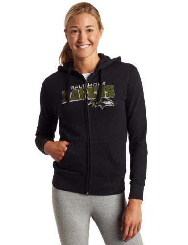 NFL Women's Baltimore Ravens Football Classic III Long Sleeve Fullzip Fleece Hoodie (Black, Small)