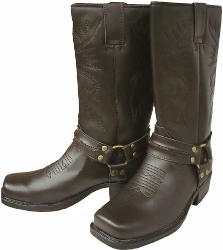 Mens Brown Leather Long Cowboy Boots