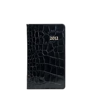 2012 Pocket Agenda Datebook, Genuine Crocodile Embossed Leather, 5" , Black
