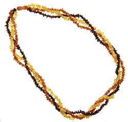 3 Strands of Light-Medium-Dark Baltic Amber Chips - 22 Inches