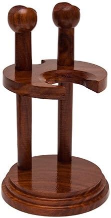 Deluxe Wood Shave Stand for Razor and Brush - Walnut Finish