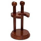 Deluxe Wood Shave Stand for Razor and Brush - Walnut Finish