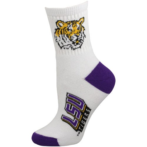 LSU Tigers Women's Dual-Color Team Logo Crew Socks - White