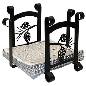<b>Pine Cone Magazine / Newspaper Rack Holder / Recycle Bin - Wrought Iron</b>