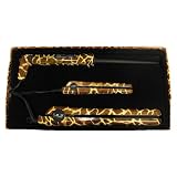 Iso Professional Hair Irons Set of 3 Tiger Print: Flat Iron, Mini Travel Flat Iron, & Curling Iron Ceramic & Tourmaline Frizz 450 Degree Control + Micabella Hair Jewels