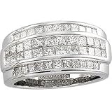 14K White Gold Invisible Set Diamond Ring Size 8