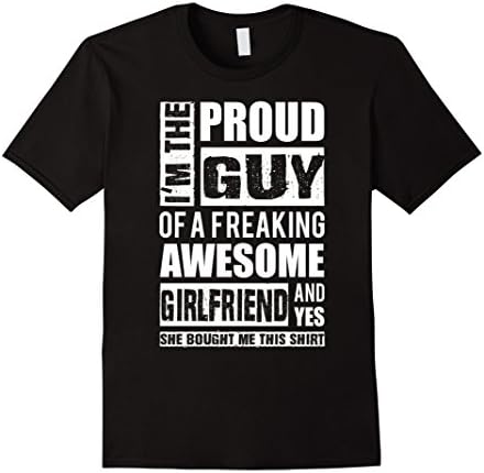 Men's Boyfriend T-shirt , I'm the proud Guy of a freaking awesome  Large Black