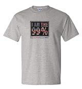 American Flag I AM THE 99% OWS Protest Gray T-Shirt LARGE