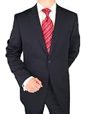 DKNY Donna Karan New York Men's Suit Trim Two Button 2pc Notch Lapel Merino Wool Flat Front Pants Modern Business Suit Navy (44 Regular)
