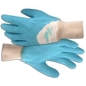 Ocean Aqua Blue Dirt Digger Gloves with Cooling Neck Buddy Ladies Gardening Gift Set... from Cotton Gloves