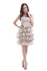 Strapless Charmeuse/Chiffon Lace Sleeveless Evening Dress 