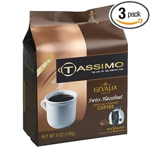 Tassimo Gevalia Kaffe, Swiss Hazelnut Coffee, 4.5-Ounce Packages (Pack of 3)