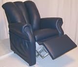 Navy Vinyl V-Back Kids Recliner with Storage Pockets