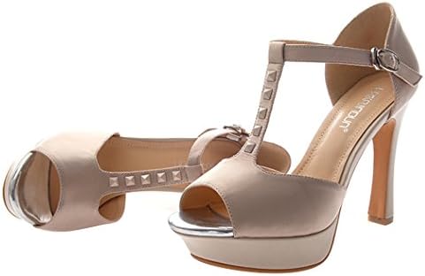 T&Mates Women's Peep-toe Sandals Thin Shoes Fashionable Pumps(7.5 B(W) US, lightbrown)