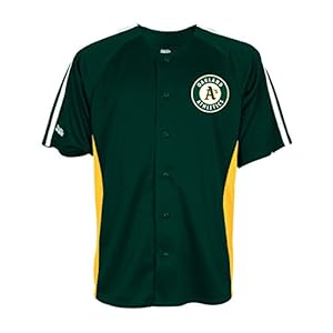 MLB Oakland Athletics Men's Button Down Fashion Jersey, Dark Green, Medium