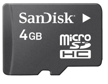 Sandisk 4GB MicroSDHC Memory Card with SD Adapter (BULK Packaging)