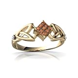 14K Yellow Gold Cognac Diamond Celtic Knot Ring
