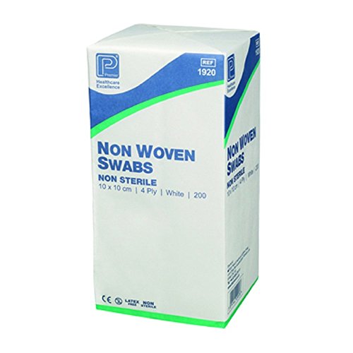 Premier Absorbent Non-Woven Swab, Non-Sterile, 4 Ply, 10 x 10 cm, Pack of 200