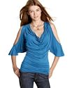 Soprano Drape-Neck Cold Shoulder Top