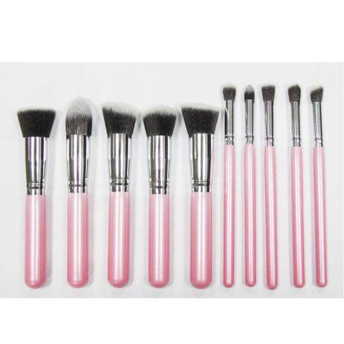 Aenmil® Makeup Brushes-10pcs/set Makeup Brushes Set Professional Powder Blush Brush Foundation Brush Makeup Tool (pink+silver)
