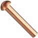 Copper Solid Rivet Round Head 1/16" Shaft Diameter x 1/2" Length (Pack of 100)