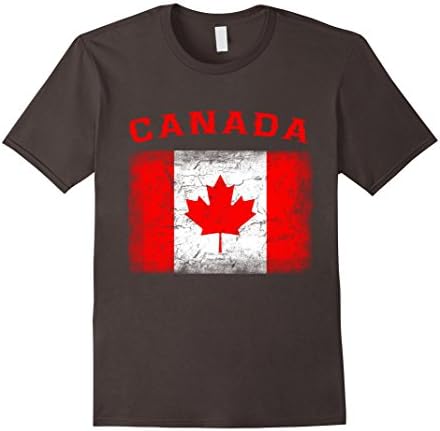 Men's Canada Flag Tshirt Distressed Canadian Maple Leaf Flag Shirt Small Asphalt