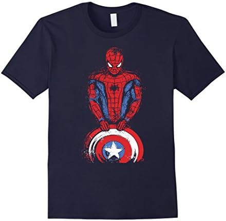 Men's Spiderman Ripped Shirt Medium Navy