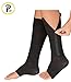 NEW Open Toe Knee Length Zipper Up Compression Hosiery Calf Leg Support Stocking (L/XL, Black)