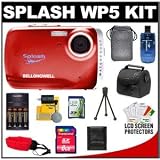 Bell & Howell Splash WP5 Waterproof Digital Camera (Red) with 2GB Card, Reader & Pouch + 8GB Card + Batteries + Case + Floating Strap + Accessory Kit