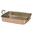 Mauviel Cuprinox 2.5 mm 14-by-10-Inch Rectangular Roasting Pan with 7-Quart Capacity and Bronze Handles