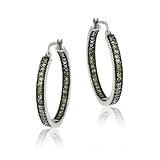 Sterling Silver 1 Carat TDW Champagne Diamond Inside-Out Hoop Earrings