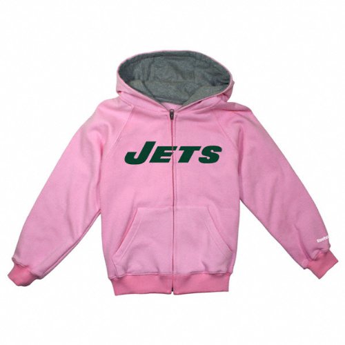 New York Jets Girls (7-16) Pink Sportsman Full-Zip Fleece Hooded Sweatshirt