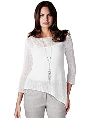 Per Una Asymmetric Hem Knitted Top with Necklace