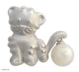 Pearl brooch, 'Tabby Cat' 1.2