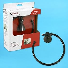 Delta faucets brand - Vessona Open Towel Ring - rubbed oil Bronze finish