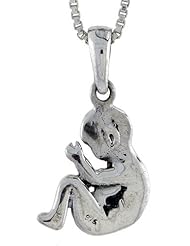 Sterling Silver Baby Fetus Pendant, 1/2 inch tall