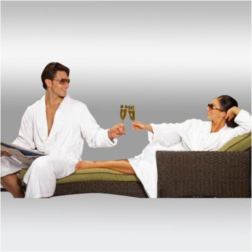 White XXL Terry Bathrobe. Full Length 52 Inches, Long Rollup Sleeves, 2x