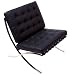 Pavilion Black Leather Modern Accent Chair