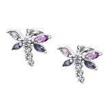 10k White Gold Tanzanite and Iolite Dragonfly Earrings