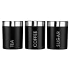 Premier Housewares Black Enamel Tea, Coffee and Sugar Canisters with Silver Lid and Word Detail, Set of 3