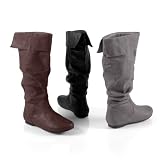 Brinley Co Womens Faux Leather Slouchy Mid-calf Boots