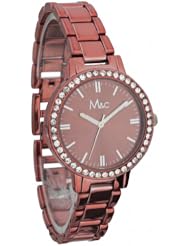 M&c Womens Fashion Rhinestone Accent Rose Link Watch