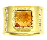 Citrine (2.35ct) and Round (.20ct) Diamond Wide Band